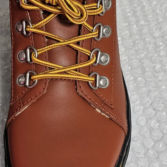 Dr. Martens Burnt Orange Shearling Lined Leather Combat Boots Size 7 - Picture 15 of 16